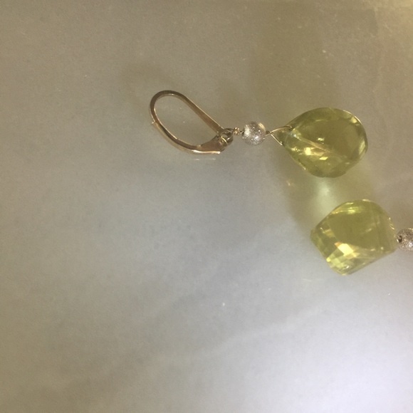 Yellow quartz drop earrings 14/20 GF lever backs - Picture 4 of 5